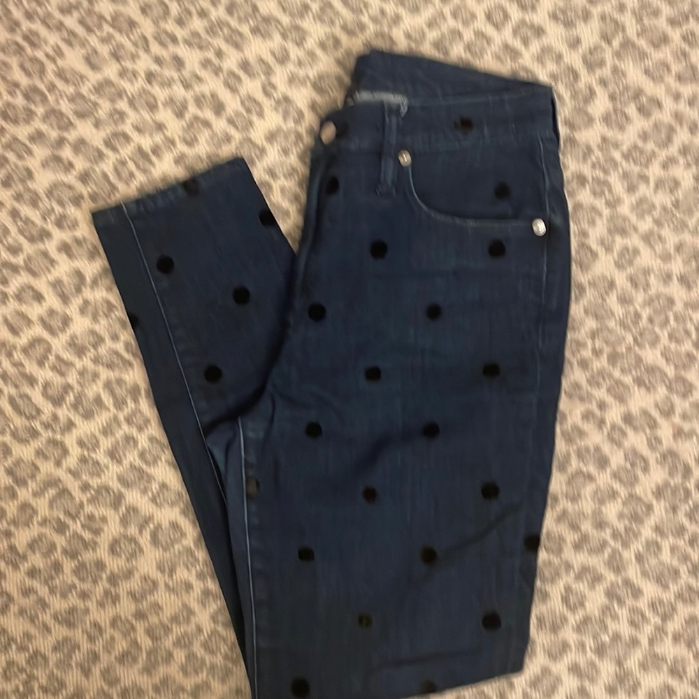 J. Crew polka dot flocked jeans size 31